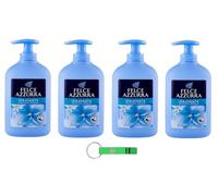 Felce Azzurra Lot de 4 savons liquides musc blanc - Idéal pour les mains et le visage 300 ml + porte-clés Beni Culinari gratuit