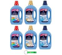 Felce Azzurra Lot de 6 flacons de lessive liquide 1595 ml pour machine à laver efficace à froid, 32 lavages 1595 ml + porte-clés Beni Culinari gratuit