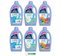 Felce Azzurra Lot de 6 paquets de test de lessive liquide pour machine à laver, 40 lavages, 3 parfums différents + porte-clés Beni Culinari gratuit