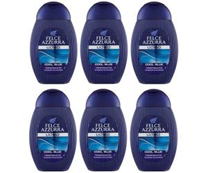 Felce Azzurra Lot de 6 shampoings de douche pour homme Bleu froid 250 ml
