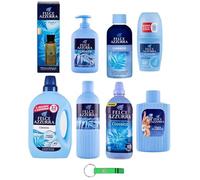 Felce Azzurra - Lot de 8 produits de lessive Classico parfumés - Parfum de linge - Adoucissant - Déodorant - Savon - Gel douche - Talc - 8 articles du même parfum + porte-clés Beni Culinari