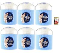 Felce Azzurra Paglieri Lot de 6 poudres pour le corps avec pompon Talco Classico con Piumino Talc classique avec éponges, 6 x 250 g + Italian Gourmet Polpa 400 g