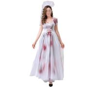 Felcia Costume de mariée zombie d'Halloween - Robe corset bouffante imprimée de sang avec bandeau - Costume de mariée morte gothique, costume de costumade (A-blanc, XXL)