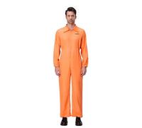 Felcia Costume de prisonnier pour adulte - Combinaison de prisonnier orange - Costume de voleur de condamné - Costume de carnaval et de costumade (C-orange, taille L)