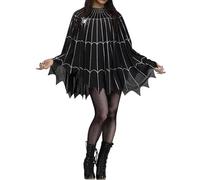 Felcia Costume d'Halloween gothique pour femme - Poncho en toile d'araignée - Cape, pour cosplay, fête sur scène, a-noir, taille unique