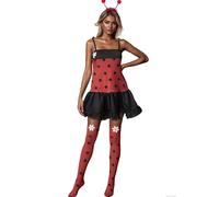 Felcia Fun World Costume d'Halloween de coccinelle à pois pour femme - Robe de coccinelle pour costumade, costume de fête (A-noir, M)
