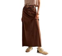 Felcia Jupe en jean vintage longue élastique taille mi-haute avec poches pour vêtements de rue, A-café., 40
