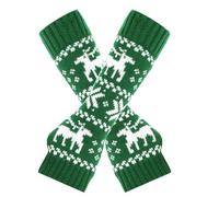 Felcia Manchettes de Noël pour femme avec motif renne - Mitaines tricotées côtelées - Gants d'hiver chauds, a-vert, taille unique