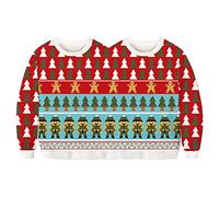 Felcia Pull de Noël moche pour deux personnes pour femmes et hommes avec motifs de Noël jumeaux imprimés drôles, A - Rouge, taille unique