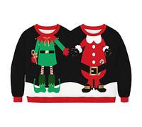 Felcia Pull de Noël moche pour deux personnes pour femmes et hommes avec motifs de Noël jumeaux imprimés drôles