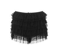 Felcia Short à volants et à fronces pour femme - Taille élastique - Dentelle - Mini - Lolita - Couches - Bloomers - Y2k - Vêtement de rue, F-Noir, M
