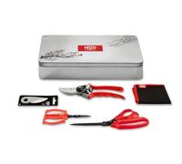 FELCO 933-1 Coffret Cadeau Professionnel - Sécateur FELCO 2, Ciseaux 455 et 420 - Set Outils Jardin et Floriste en Acier Inoxydable, Fabrication Suisse, Qualité Premium