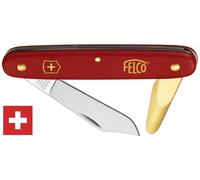 FELCO Couteau à oculus avec lève-écorce en laiton massif et manche en nylon, rouge, robuste