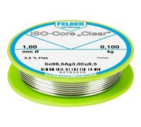 Felder ISO-Core \ Clear\ SAC305 Étain à souder bobine Sn96,5Ag3Cu0,5 0.100 kg 1 mm