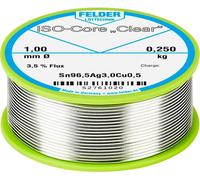 Felder Löttechnik ISO-Core Clear SAC305 Étain à souder bobine Sn96,5Ag3Cu0,5 0.250 kg 1 mm G