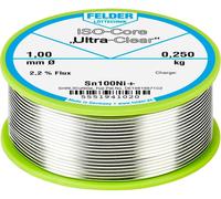 Felder Löttechnik ISO-Core Ultra-Clear Sn100Ni+ Étain à souder sans plomb bobine Sn99,25Cu0,7Ni0,05 0.250 kg 1 mm G