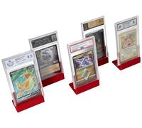 Feldherr 5 Supports de Cartes pour Cartes gradées - Support pour Cartes à Collectionner en plaques/toploaders - pour Cartes de Sport, TCG, etc. - Stable et Compact, Couleur:Cherry Red
