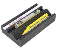 Feldherr N Scale Loco Cradle 240x130x45mm - Magnetic Strip, PU Foam, Vertical Slot 20x14mm - Maintenance Cradle for N Scale Locomotives and Rolling Stock