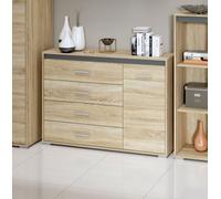 Feldmann-Wohnen Avo Buffet Commode 120cm Sonoma Chêne Blanc Anthracite 4 Tiroirs