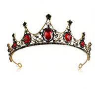 FeLeA Couronne Dames Accessoires De Cheveux De Mariée Strass Princesse Couronne Reine Rouge Rétro Magnifique Coiffure Peigne à Cheveux Exquis Noble Banquet Mariage Fête d'Anniversaire