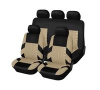 FELEA Housses de siège Auto pour Leapmotor T03 2024 2025 2026, Modèle de Pneu 3D, Couvre Sieges Antidérapantes, Kit Avant et Arrière,Beige- 5 Seats