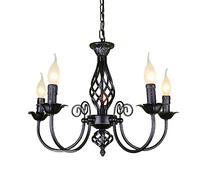 FeLeA Lampes à bougies créatives traditionnelles classiques avec nœud torsadé noir, éclairage suspendu, luminaire de plafond, éclairage intérieur, lustre de personnalité (3, 4, 5 lumières)
