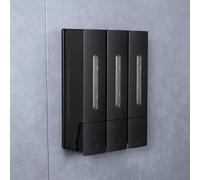 Felenny Distributeur de Savon Mural, Distributeur Gel Douche Compartiments Distributeur Triple de Shampoing et Après pour Salle de Bain Shampooing Maison Hôtel, 450ml*3