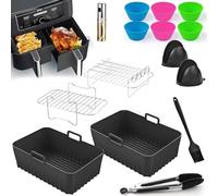 Felenny Lot de 21 accessoires de friteuse à air chaud - Accessoires Airfryer - En silicone - Support pour brochettes - Grille de cuisson - Moules à cupcakes pour Ninja AF400EU AF300EU - Double