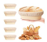 Felenny Lot de 6 Paniers de Levain, Banneton Ovale Panier Fermentation Pain Set Panier Fermentation Pain Set Compris Toile Kit Boulangerie, pour Faire Du Pain Traditionnel