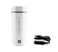 Felenny Tasse électrique de voyage portable 12 V 80 W Bouilloire électrique compacte de voyage avec doublure en acier inoxydable 304 pour eau chaude, café, thé, lait pour bébé/400 ml, opération à une