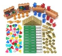 Feleph Argent Diamants Cristaux Or Coffre au Trésor Blocs de Construction avec Lingots d'or, Pièces de monnaie, Gobelet, Billets de 100 $ en espèces, Power Miner Jouets Compatible avec Grands