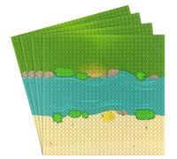 Feleph Classic La Plaque de Base Bloc de Construction Rivière des Prairies Thème Plaque de Base, Compatible avec Les Plus Grandes Marques, 25cm x 25cm (4 Pièces)