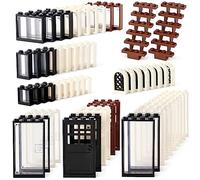 Feleph Ensemble de 118 pièces de construction pour fenêtres et portes pour maisons, villes, architecture, accessoires de ville MOC pour enfants, compatible avec les grandes marques, multicolore