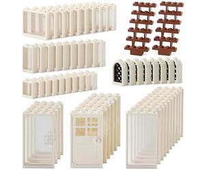 Feleph Ensemble de 118 pièces de construction pour fenêtres et portes pour maisons, villes, architecture, accessoires de ville MOC pour enfants, compatible avec les grandes marques, Noir