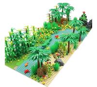 Feleph La Jungle Blocs de Construction avec 2 Plaques de Base, Forêt Tropicale D'aventures Briques Créatives avec Animaux, Plantes, Arbres, Fleurs Jouets Compatible avec Les Grandes Marques 582pcs