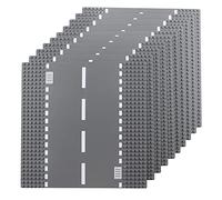 Feleph Lot de 10 plaques droites classiques pour base de route, 25 x 25 cm, compatible avec les briques de construction de grandes marques