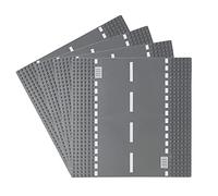 Feleph Plaques de Base Quatre Route Droite - pour Jeux de Construction Urbaine - Compatible avec Toutes Les Grandes Marques(4 Pièces)