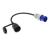 feletec Adaptateur CEE mâle vers prise Schuko femelle - Rallonge 35cm Camping IP44 - Câble H07RN-F 3G2,5 - Adaptateur 230V 16A pour caravane, camping-car et extérieur