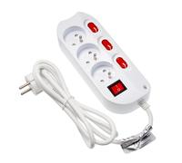 feletec Bloc multiprise 3 Prises avec interrupteurs individuels, adapté pour Un Montage Mural, Câble de 1,5 mètre, 230V 16A 3500W