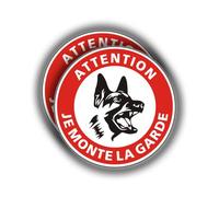 Felexdo Panneau attention au Chien Panneau Je Monte La Garde Panneau de sécurité rigide et rond Ø167mm en Aluminium Adhésif Résistant aux UV Imperméable pour Extérieure