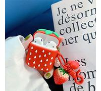 Felfy Coque pour Airpods 1 & 2 Drôle Cool 3D Cartoon Cover,Airpods 1/2 Case Silicone Souple TPU Cute Charging Case Fille Garçon Antichoc Bumper Etui Housse de Protection - Fraise Douce