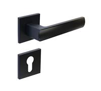 FELGNER Ensemble de poignées Bolzano pour cylindres profilés | Plaque de porte moderne de haute qualité avec poignées, garniture de poignée de porte, portes de chambre | Noir mat