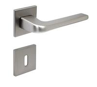 FELGNER Ensemble de poignées de porte Cortina pour serrures à clé plate | Plaque de porte moderne de haute qualité, poignées de porte pour portes intérieures et portes de chambre | argent
