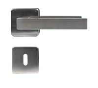 FELGNER Poignée de porte Parma pour serrure avec clé | design moderne de haute qualité - poignées de porte carrées - poignées de porte | pour portes intérieures | avec rosaces | nickel mat