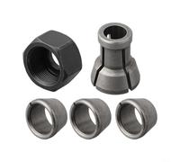 Felicafie M17 Lot de 5 adaptateurs de mandrin de serrage pour routeur de gravure, convertisseur de bague fendue en acier au carbone avec écrou, compatible avec tiges de 6/6,35/8/9,5/10 mm