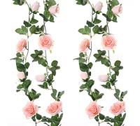 Felice Arts Lot de 2 guirlandes Florales artificielles Roses de 4 m à Suspendre pour Mariage, Centre de Table, Arrangement, fête prénatale, tipi, Miroir