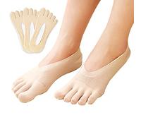 Feliciay 3 Paires De Chaussettes à Cinq Doigts Pour Les Orteils No Show Compression Respirant Non Slip Low-Cut Liner Spacer Boat Chaussettes Full Toe Yoga Chaussettes Pour Femmes (Couleur De La Peau)