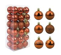 Feliciay 36pcs Boules de Noël Boules Assortiment Pendentif Ornement Incassable Ensemble Décorations D'arbre De Noël Décoration Suspendue Saisonnière Fête De Mariage Pendentifs Décoratifs(Marron, 4 cm)