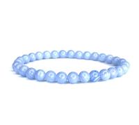 Felicidade Bracelet Calcédoine Bleue - Pierre Naturelle Apaisante 6mm - Bijou Lithothérapie Femme & Homme - Cadeau Bien-Être Émotionnel - Perles Fines Élastique Unisexe