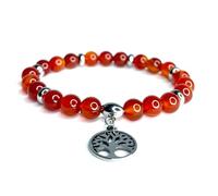 Felicidade Bracelet en Cornaline Naturelle 8MM avec Charm Arbre de Vie - Bijou Énergétique & Élégant - Vitalité & Harmonie - Bracelet Femme & Homme - Accessoire Spirituel - Idée Cadeau Symbolique